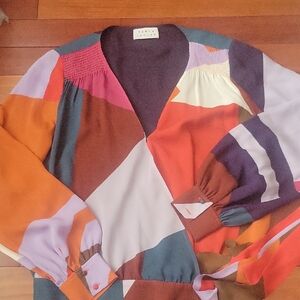Tanya Taylor Silk Colorful Blouse